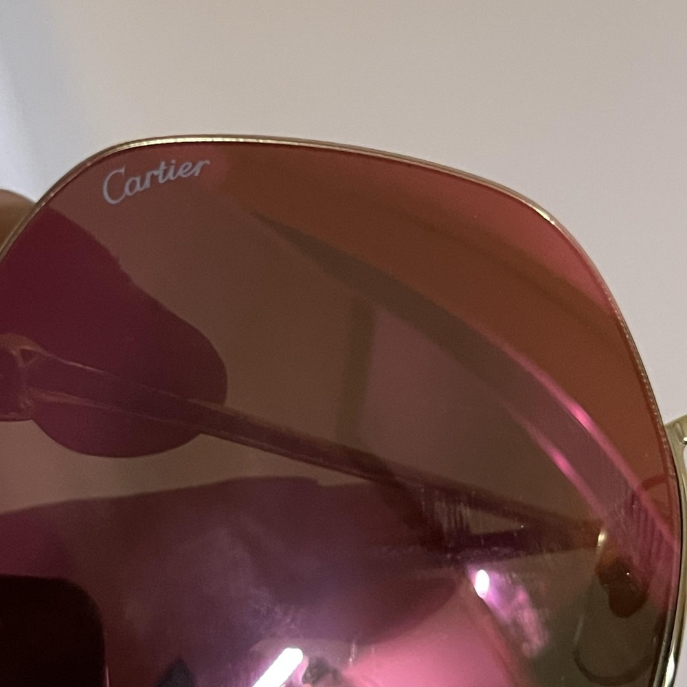 Cartier Sunglasses Mens Gold Brown Oversized Metal A02F44C6 Made In France - Picture 2 of 11